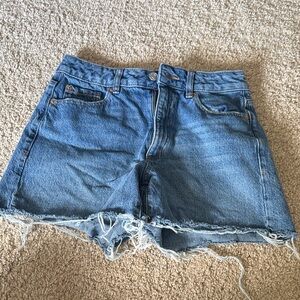 Garage Blue Jean Shorts with Frayed Hem